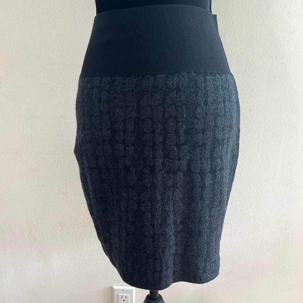 Eileen Fisher Merino Cotton Cobblestone Black Skirt